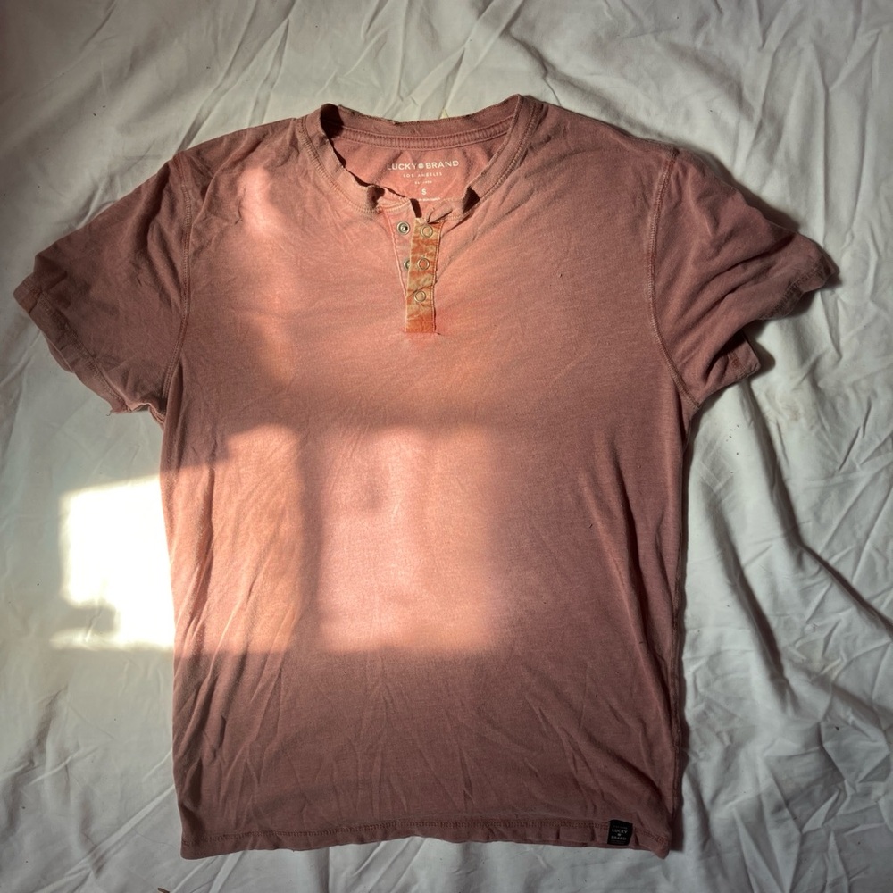 Lucky Brand Short-Sleeve Henley in Dusty Rose